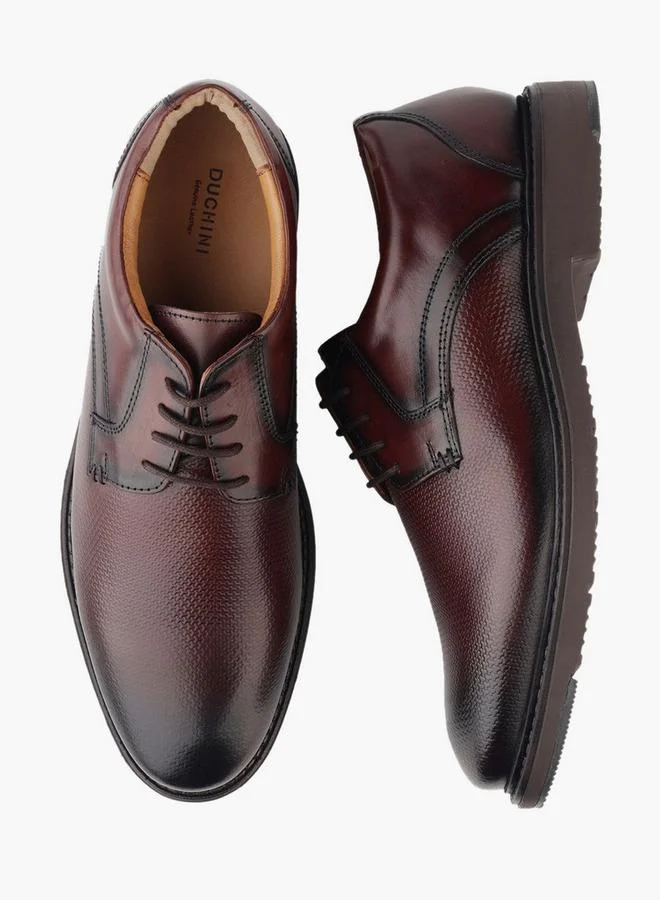 دوتشيني Men Textured Lace-Up Derby Shoes